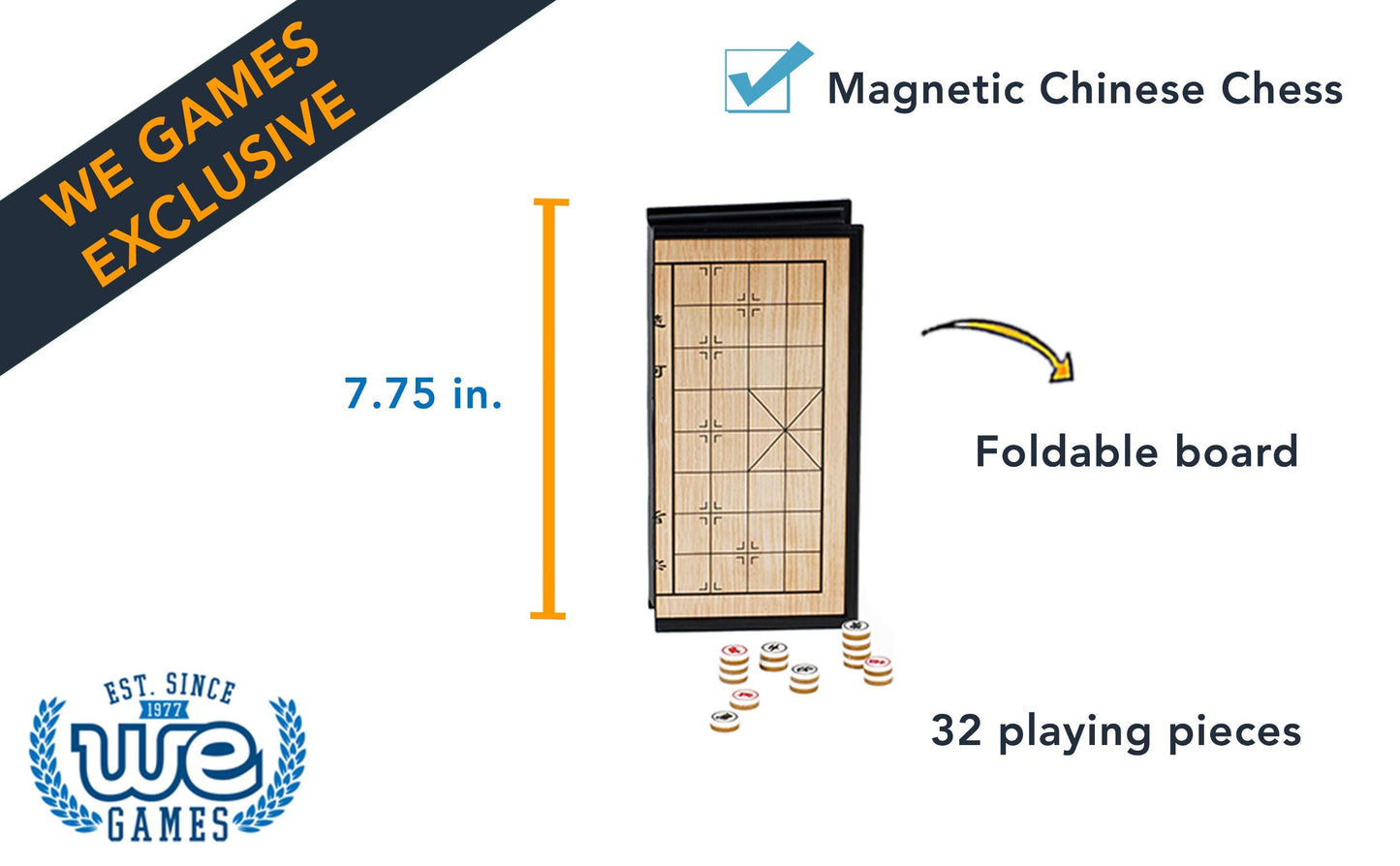 WE Games Magnetic Travel Chinese Chess - 8 in.