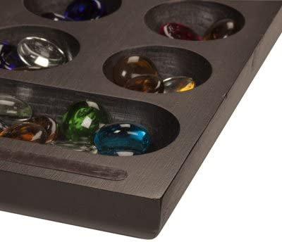 WE Games Folding Mancala - Solid Wood Board & Glass Stones