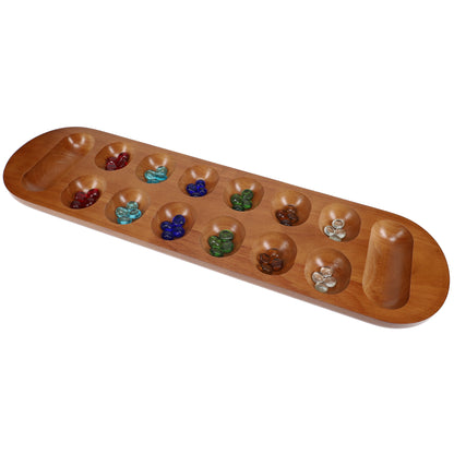 WE Games  Solid Wood Mancala Board Game with Walnut Stain - 22 in.