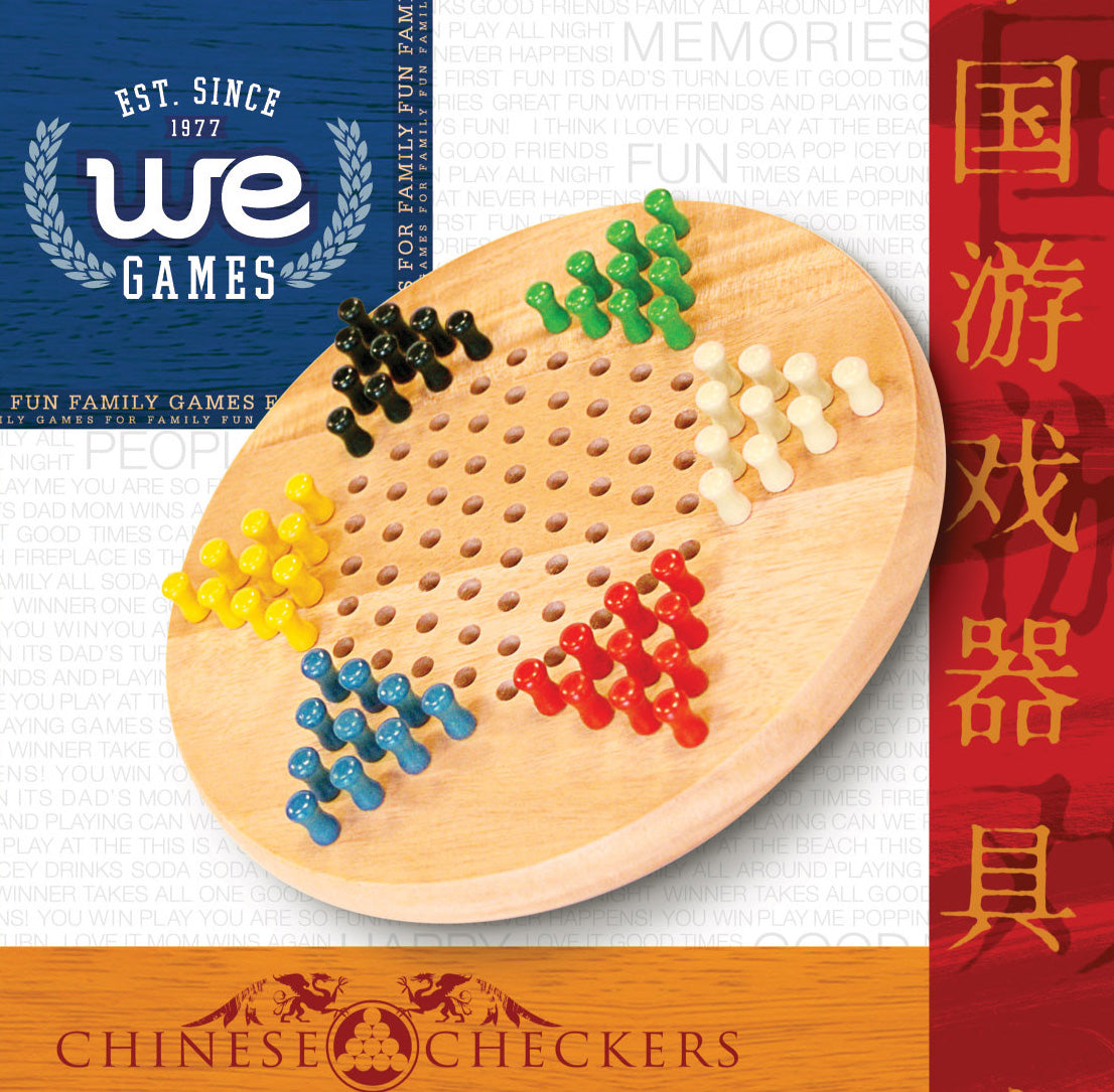 WE Games Chinese Checkers with Pegs - Solid Wood Travel Size - 7 in.