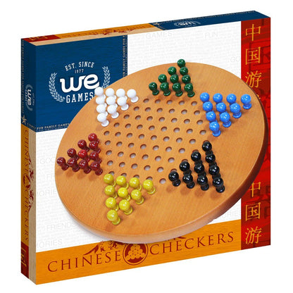 WE Games Solid Wood Chinese Checkers with Wooden Pegs - 11.5 inch Diameter