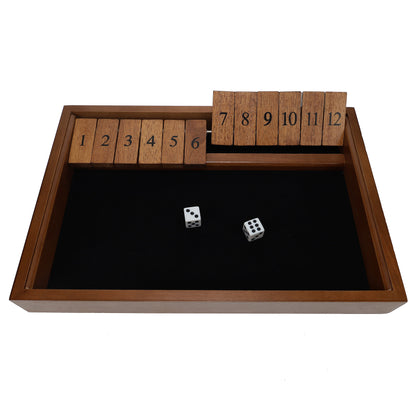 WE Games 12 Number Shut the Box Board Game, Walnut Stained Wood, 13.5 in.