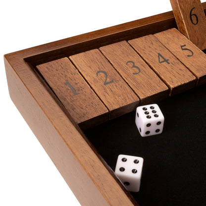 WE Games 12 Number Shut the Box Board Game, Walnut Stained Wood, 13.5 in.