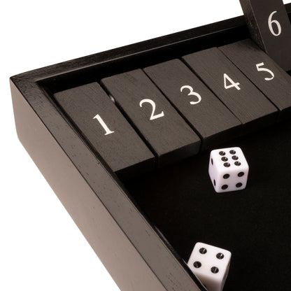 WE Games 12 Number Shut the Box Board Game, Black Stained Wood, 13.5 in.