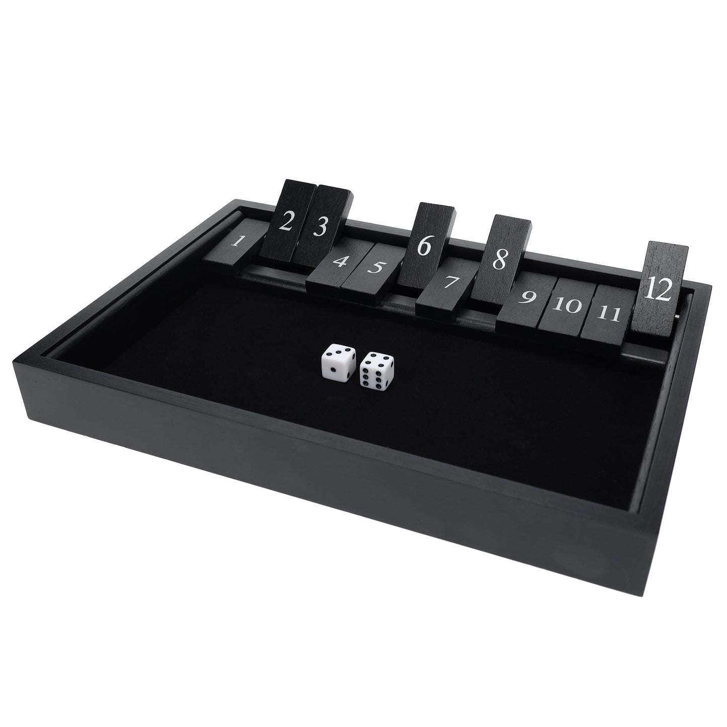 WE Games 12 Number Shut the Box Board Game, Black Stained Wood, 13.5 in.