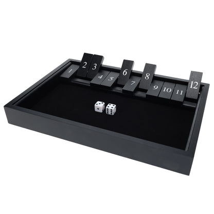 WE Games 12 Number Shut the Box Board Game, Black Stained Wood, 13.5 in.