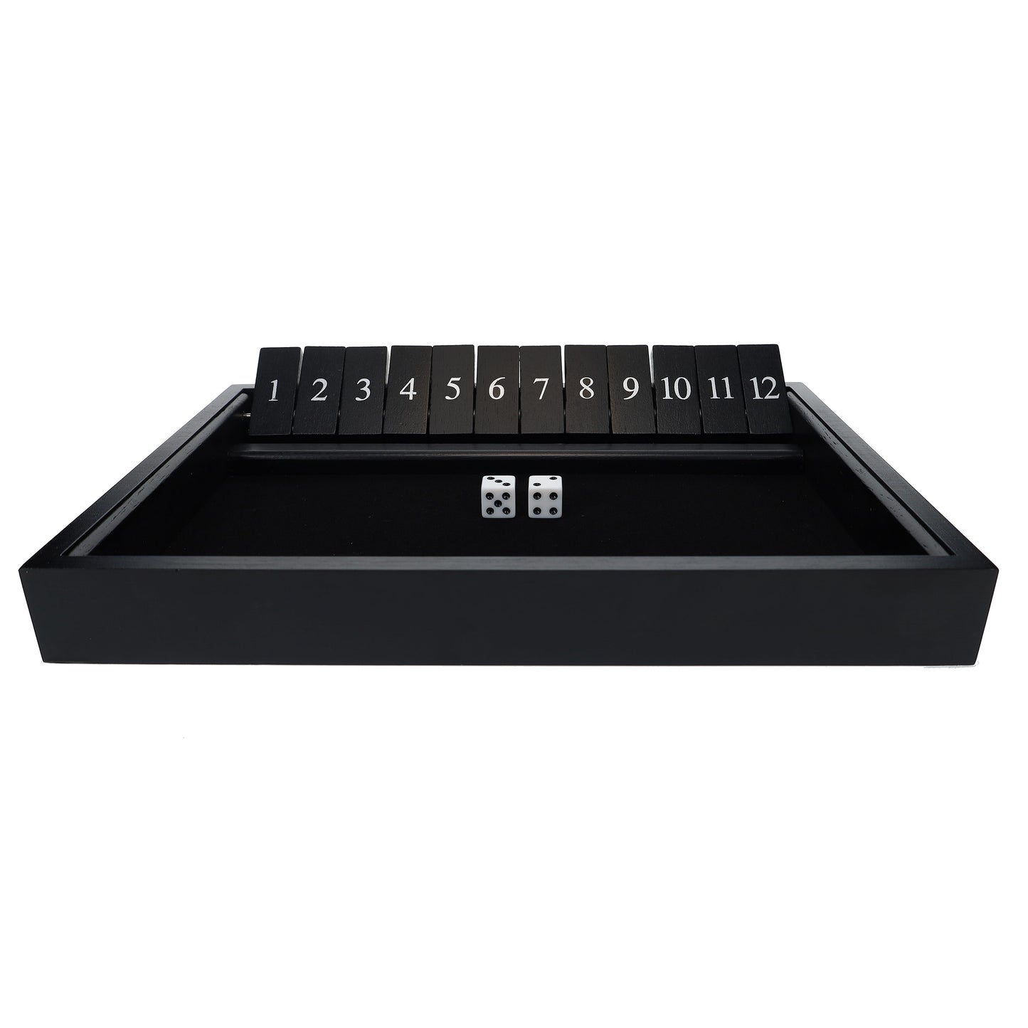 WE Games 12 Number Shut the Box Board Game, Black Stained Wood, 13.5 in.
