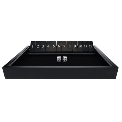 WE Games 12 Number Shut the Box Board Game, Black Stained Wood, 13.5 in.