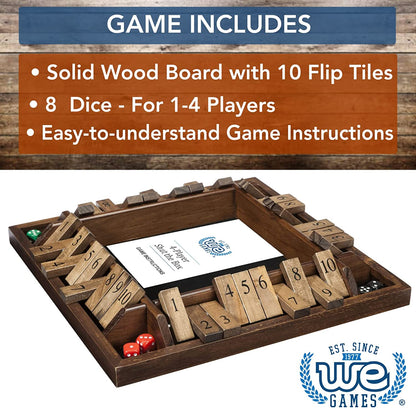 WE Games 4 Player Travel Shut The Box Board Game, 8.5 in.