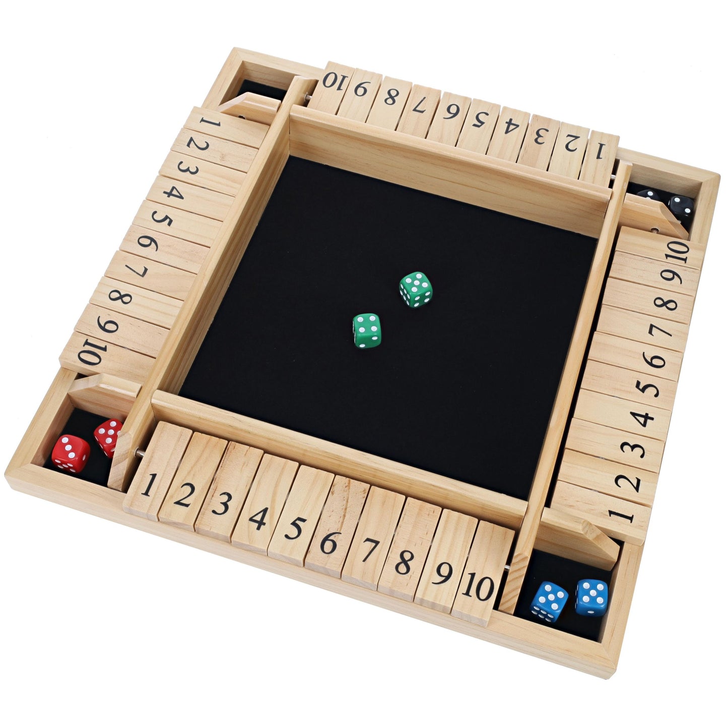 WE Games 4 Player 14 in. Shut The Box Board Game with Lid