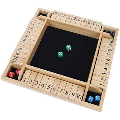 WE Games 4 Player 14 in. Shut The Box Board Game with Lid