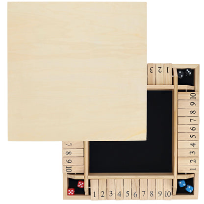 WE Games 4 Player 14 in. Shut The Box Board Game with Lid