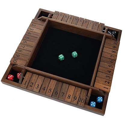 WE Games 4 Player 14 in. Shut The Box Board Game with Lid