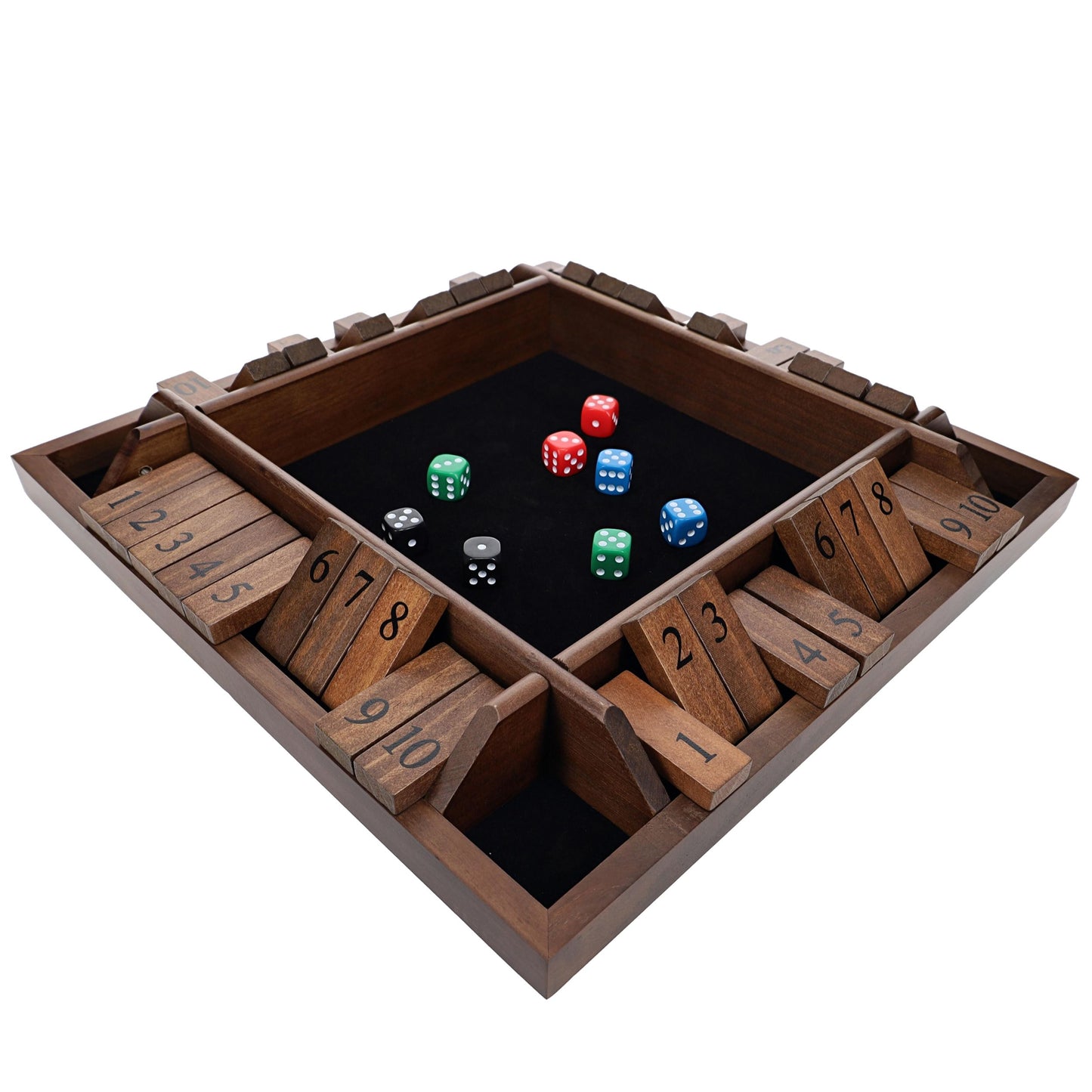 WE Games 4 Player 14 in. Shut The Box Board Game with Lid