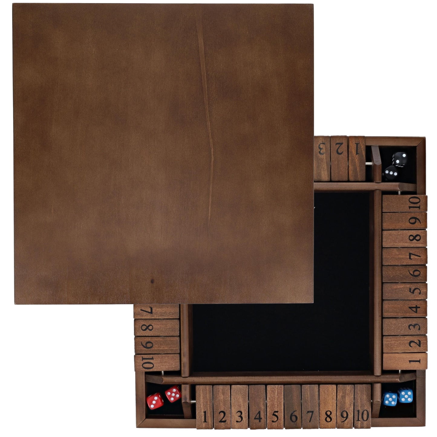 WE Games 4 Player 14 in. Shut The Box Board Game with Lid