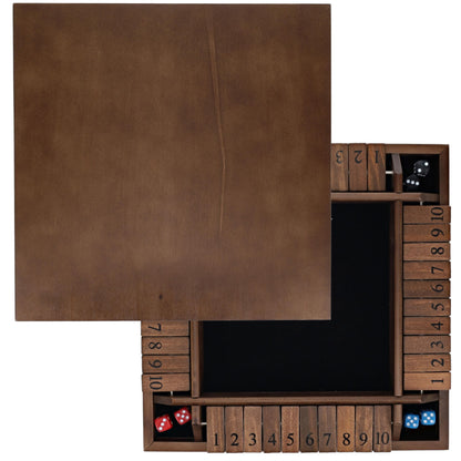 WE Games 4 Player 14 in. Shut The Box Board Game with Lid