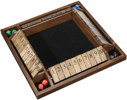 WE Games 4 Player 14 in. Shut The Box Board Game with Lid