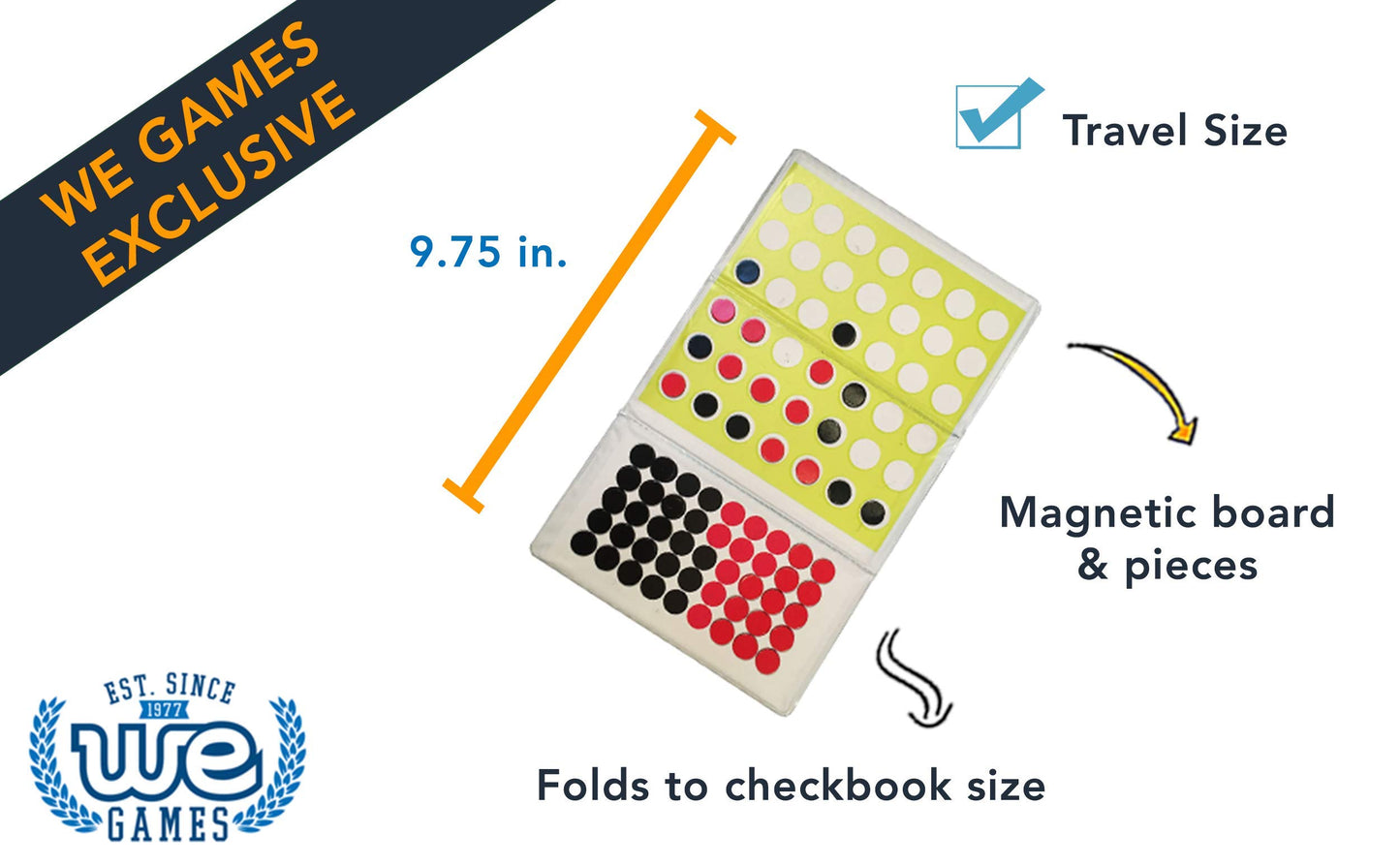 WE Games Travel Size Magnetic 4-in-a-Row Game Trifold