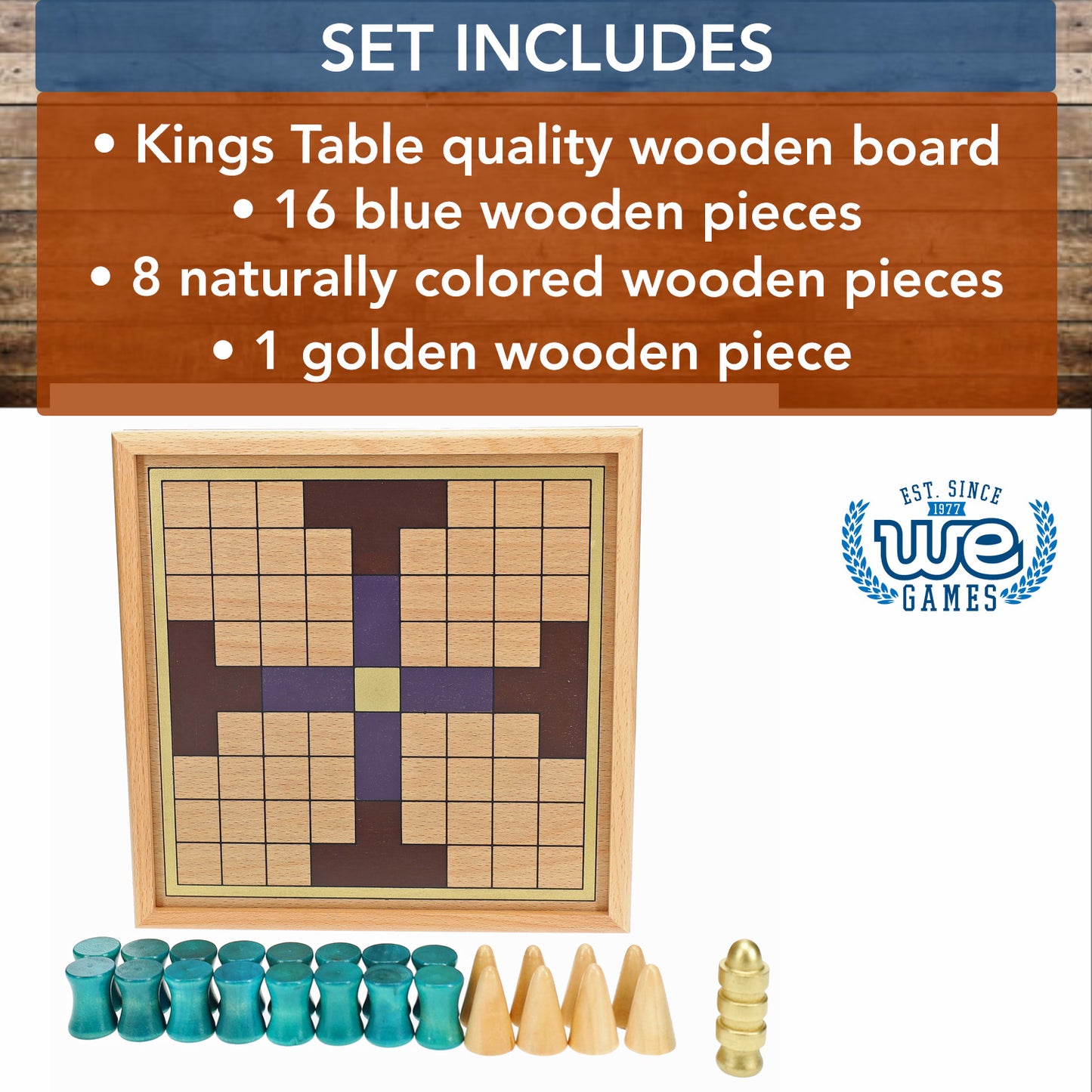 WE Games King's Table Wooden Board Game, Tablut Viking Strategy Game