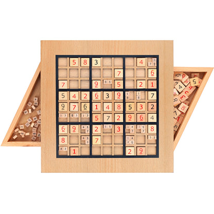 Wooden Sudoku Puzzle Board Game with Drawers - 11 in