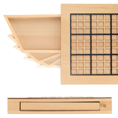 Wooden Sudoku Puzzle Board Game with Drawers - 11 in