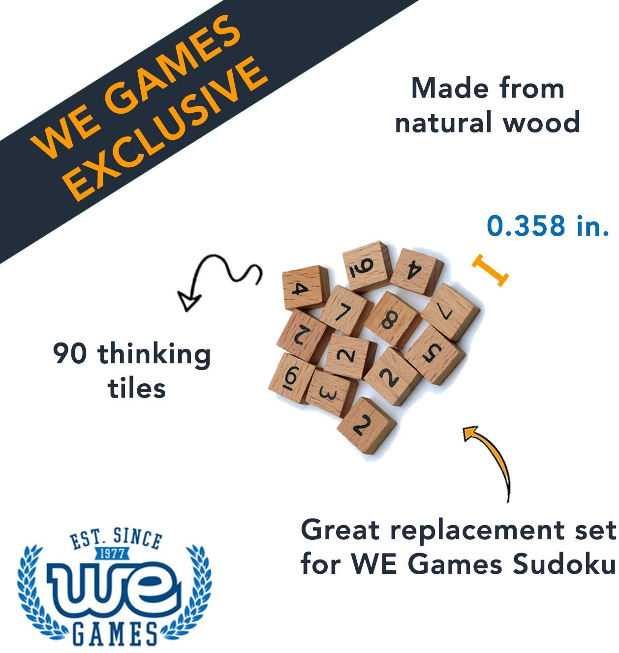 WE Games Replacement Wooden Sudoku Small Thinking Tiles - Extra Set of Pieces