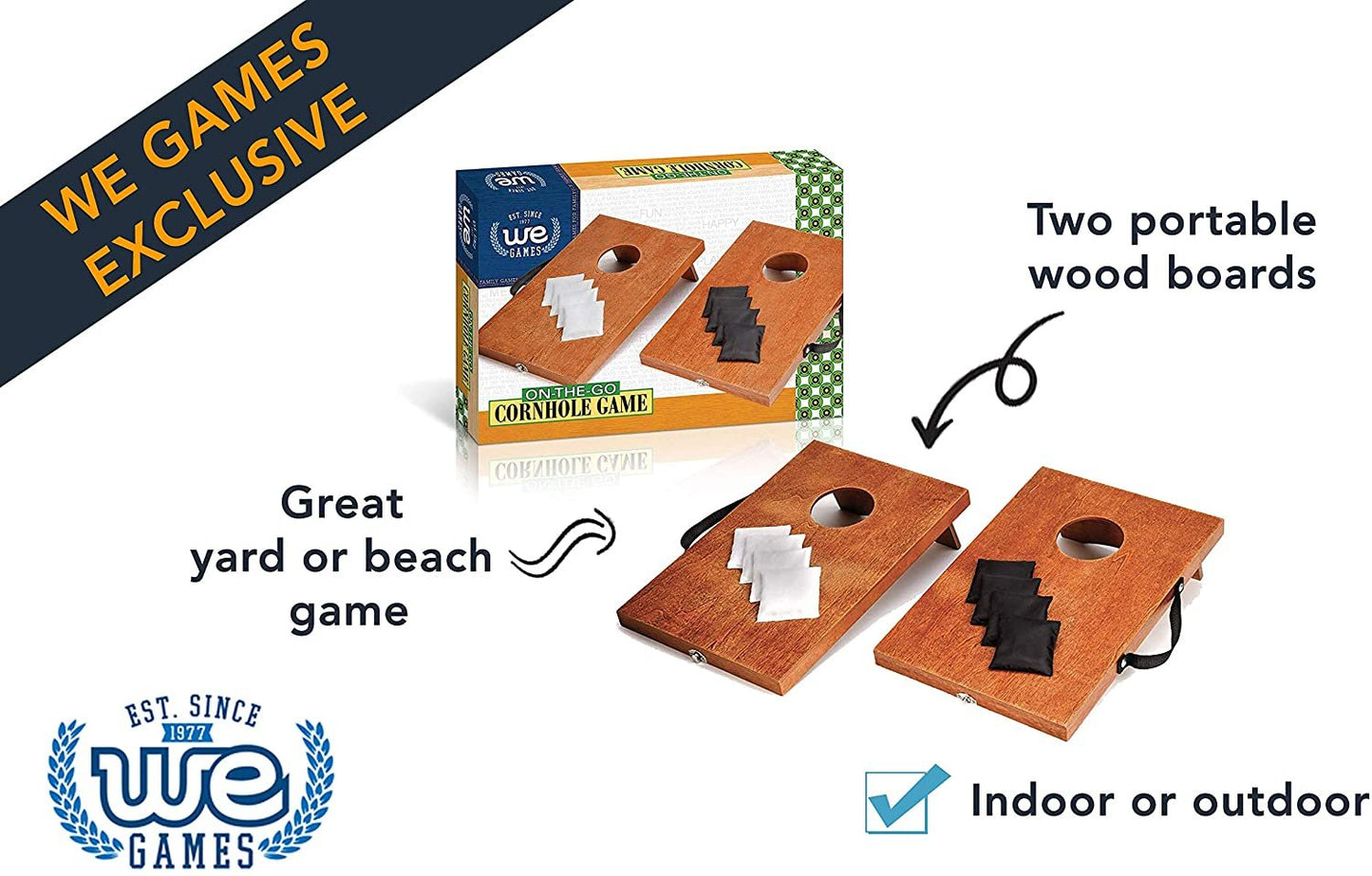 WE Games Indoor or Outdoor Travel Cornhole Game - 16 x 10.5 in.