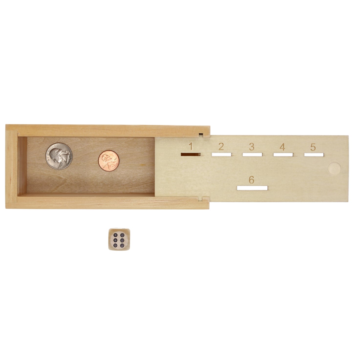 WE Games Wooden Super Six Penny Game - A Luck & Strategy Coin Game with Dice