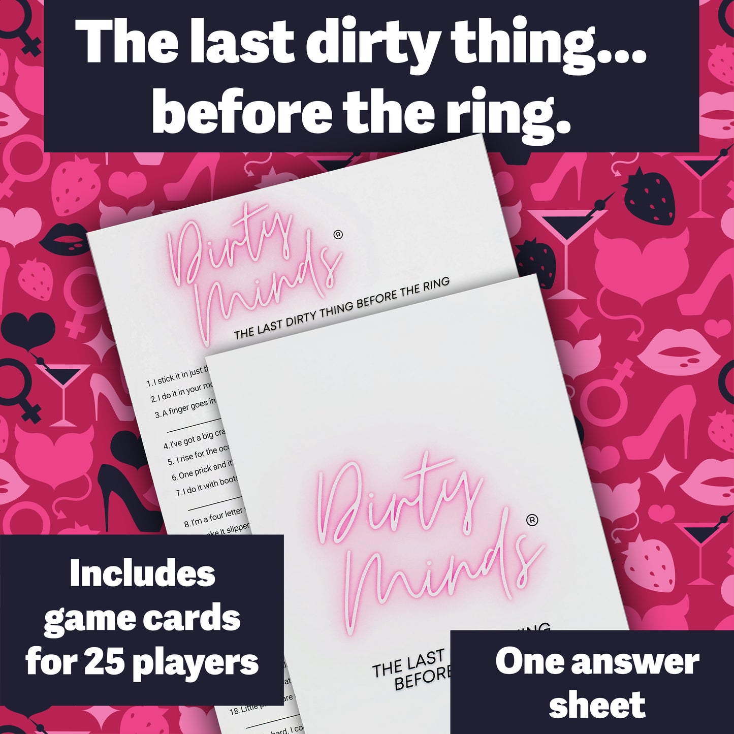 TDC Games Dirty Minds Bachelorette Party Games for Adults, Bridal Shower Games Quiz with Naughty Clues for 25 Guests, Adult Games for Game Night