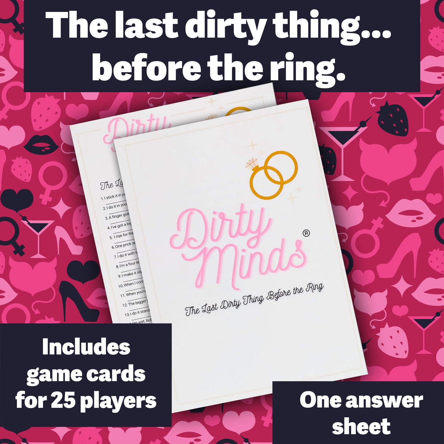 TDC Games Dirty Minds Bachelorette Party Games for Adults, Bridal Shower Games Quiz with Naughty Clues for 25 Guests, Adult Games for Game Night