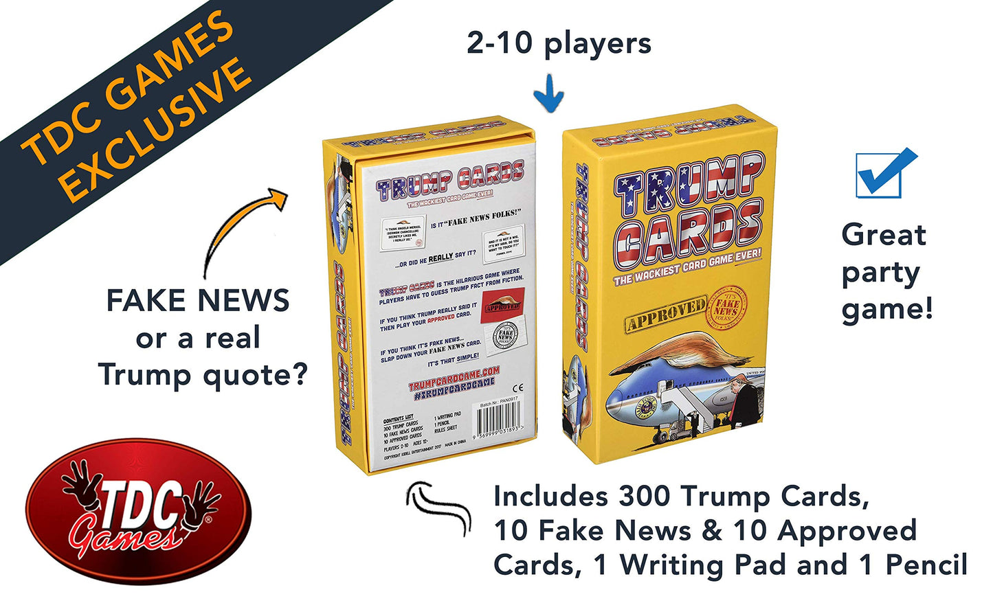 TDC Games Trump Cards Party Game- Did he Really Say It, or is It Fake News?
