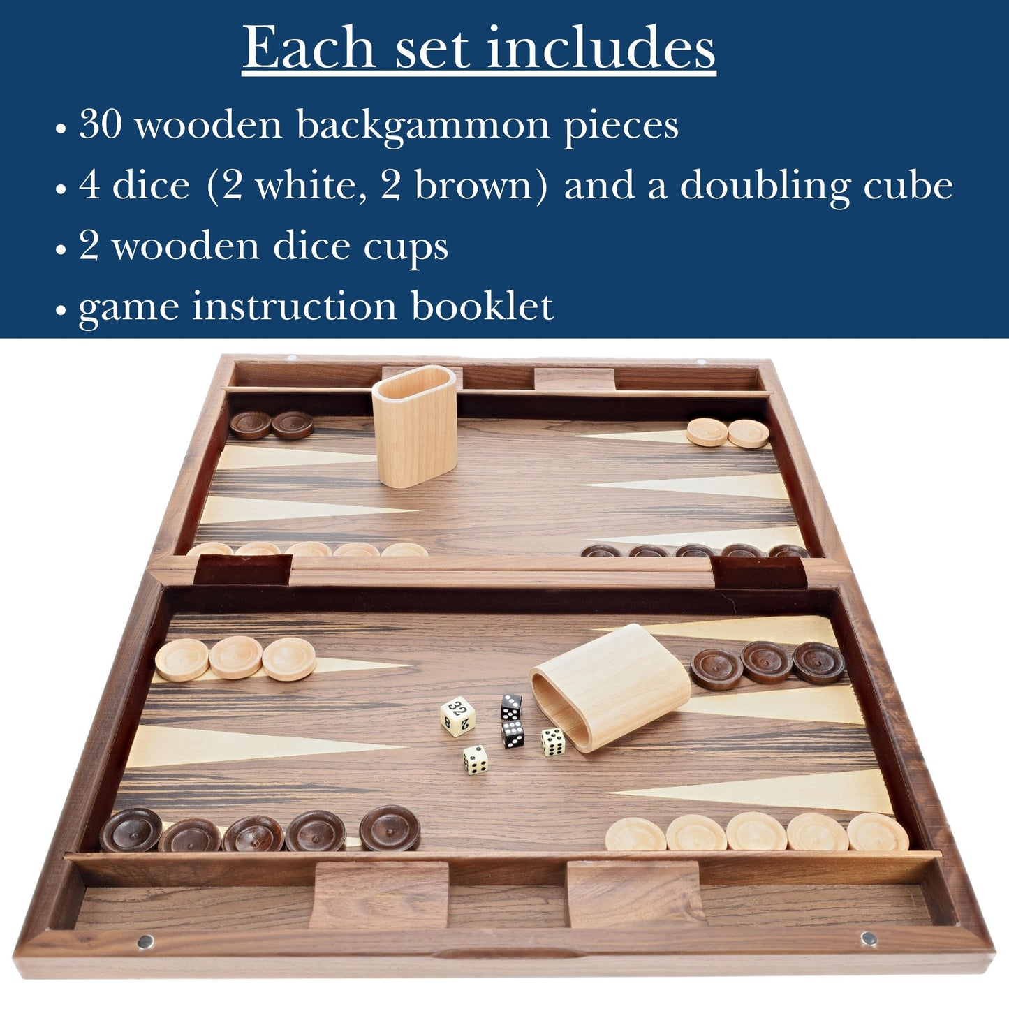 Wood Inlay Backgammon Set in Beachwood