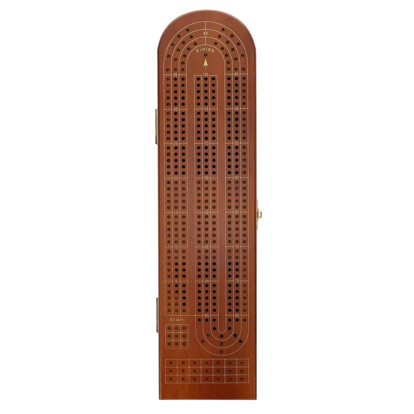 Pacific Shore Games Wooden Cribbage Board Game Set, Continuous 3 Track