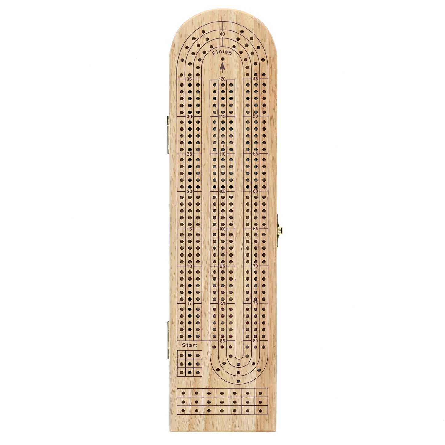 Pacific Shore Games Wooden Cribbage Board Game Set, Continuous 3 Track