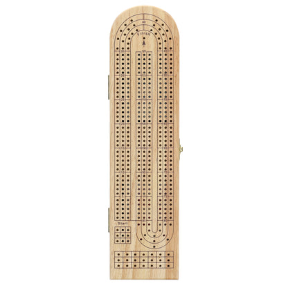 Pacific Shore Games Wooden Cribbage Board Game Set, Continuous 3 Track