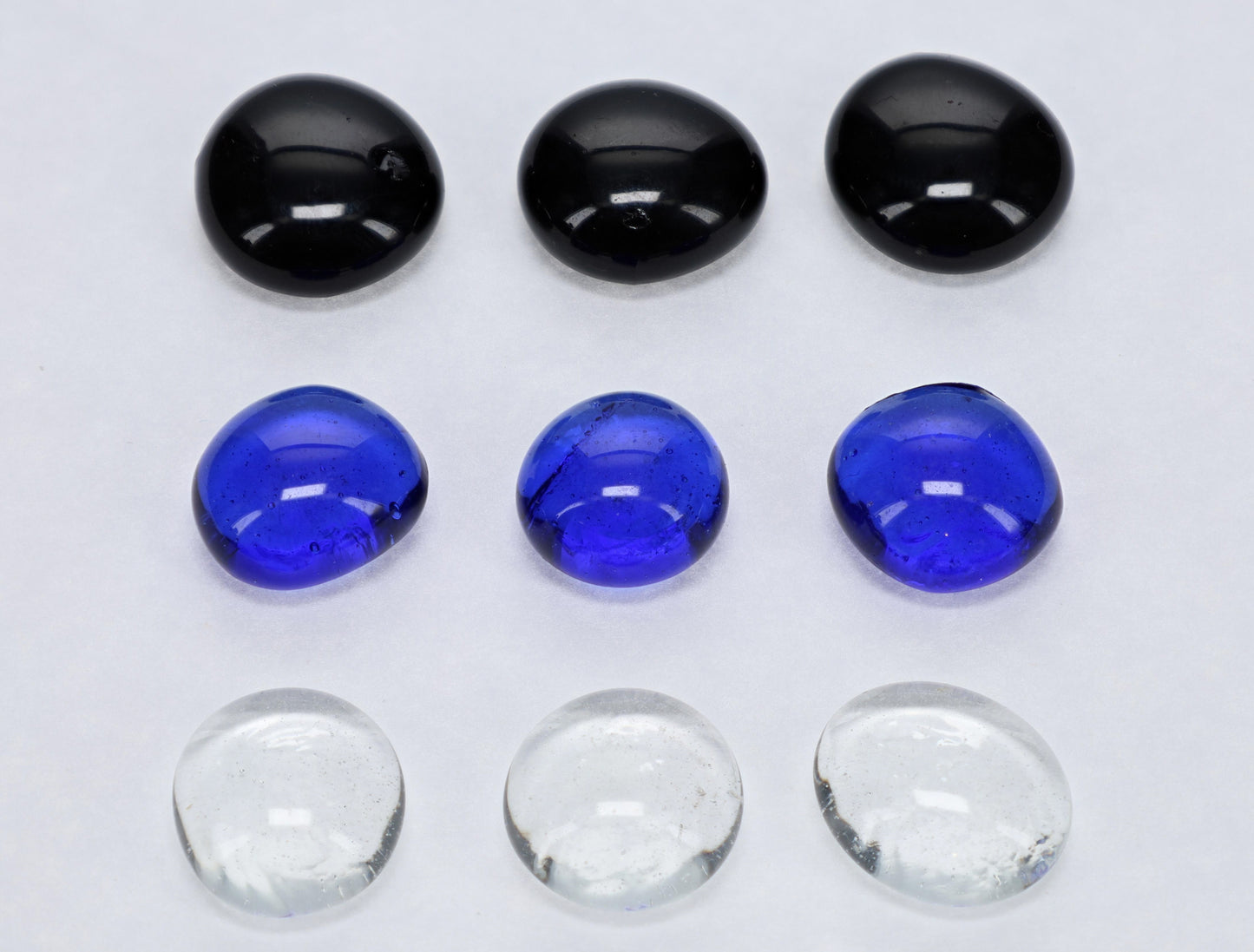 WE Games Glass Mancala Stones in Blue, Black, and Clear