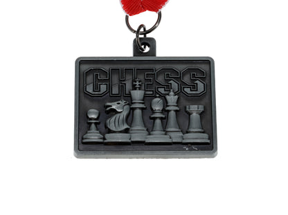 WE Games Square Chess Medal with Ribbon