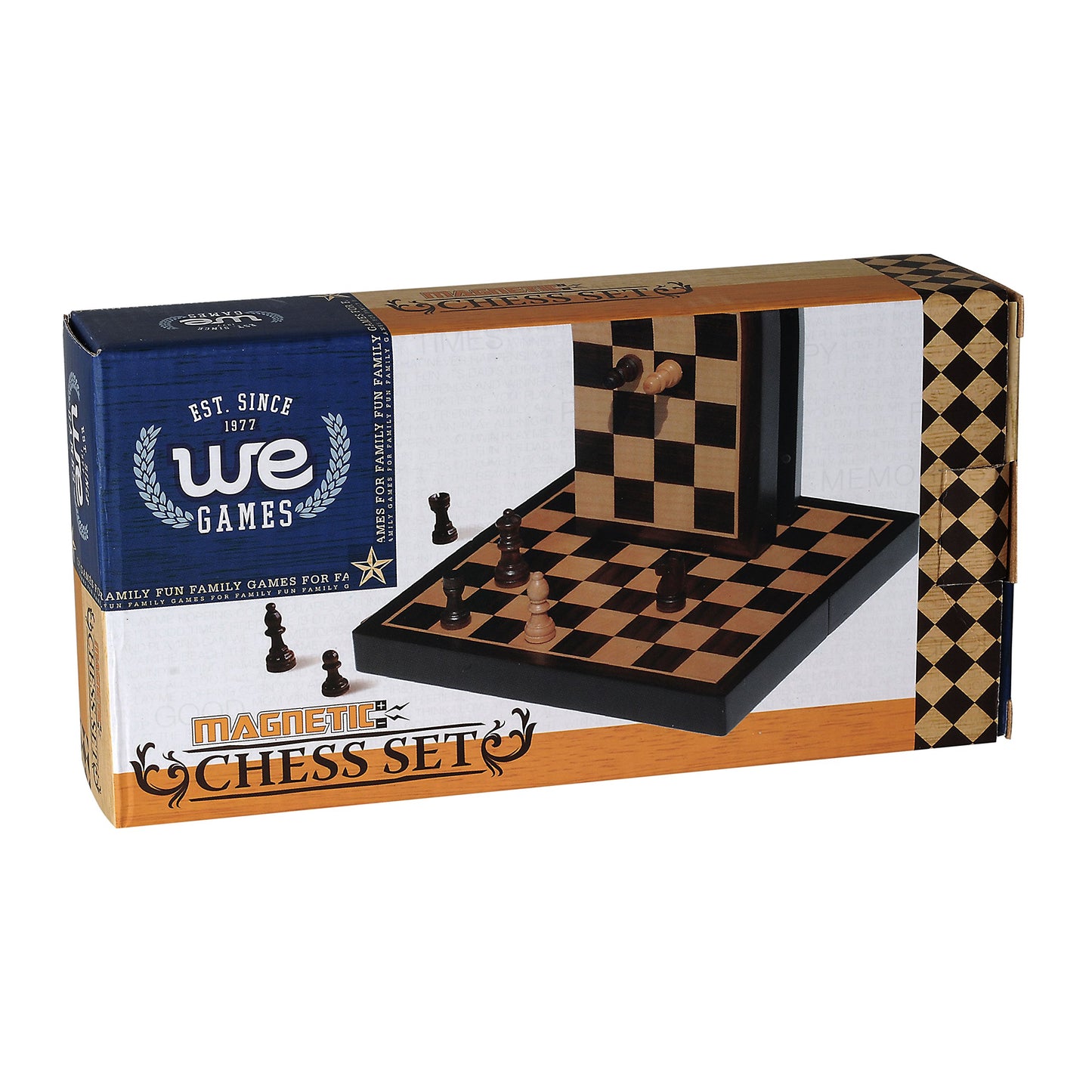 WE Games Travel Magnetic Folding Black Stained Wood Chess Set - 8 in.