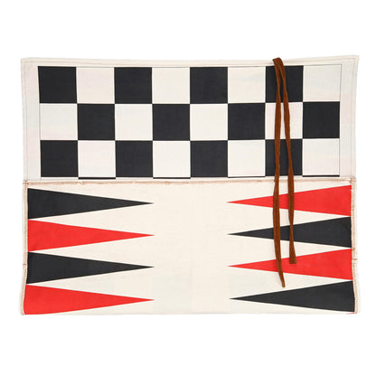 Pacific Shore Games Cloth Rollup Travel Chess, Checkers and Backgammon Game Set