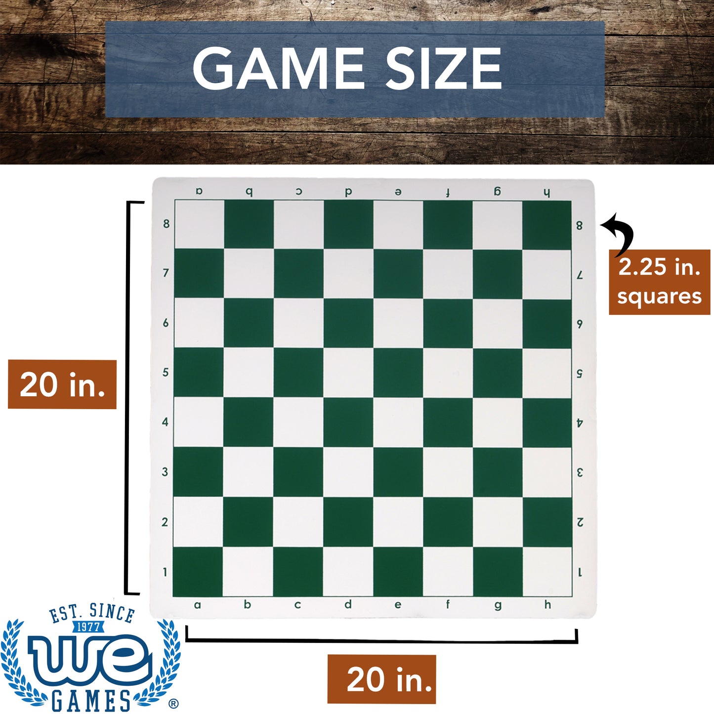 WE Games Tournament Roll Up Vinyl Chess Board - Green - 20 in.