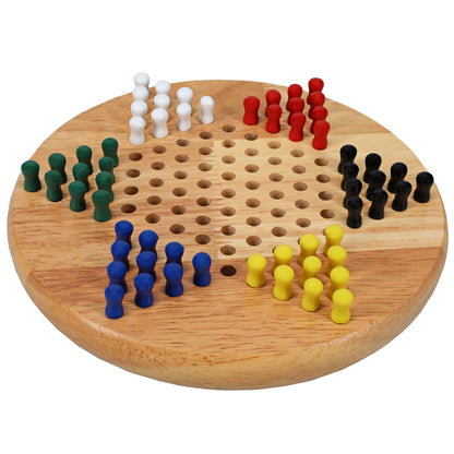 WE Games Chinese Checkers with Pegs - Solid Wood Travel Size - 7 in.