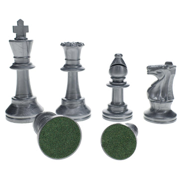 WE Games Color Bright Plastic Staunton Tournament Chess Pieces with 3.75 in. King - Half Chess Set of Chess Pieces Only, Silver