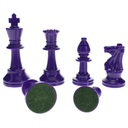 WE Games Color Bright Plastic Staunton Tournament Chess Pieces with 3.75 in. King - Half Chess Set of Chess Pieces Only, Purple