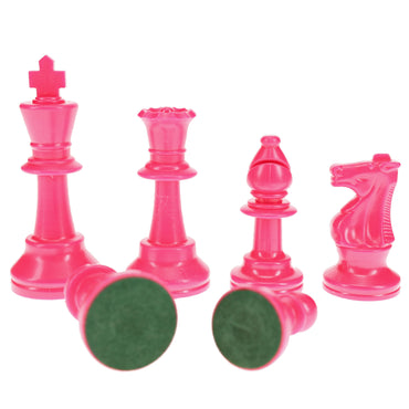 WE Games Color Bright Plastic Staunton Tournament Chess Pieces with 3.75 in. King - Half Chess Set of Chess Pieces Only, Pink