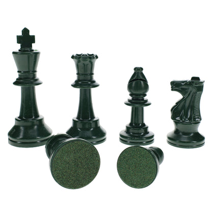 WE Games Color Bright Plastic Staunton Tournament Chess Pieces with 3.75 in. King - Half Chess Set of Chess Pieces Only, Army Green