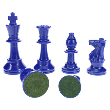 WE Games Color Bright Plastic Staunton Tournament Chess Pieces with 3.75 in. King - Half Chess Set of Chess Pieces Only, Blue