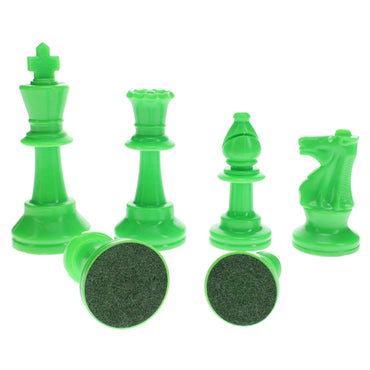 WE Games Color Bright Plastic Staunton Tournament Chess Pieces with 3.75 in. King - Half Chess Set of Chess Pieces Only, Neon Green