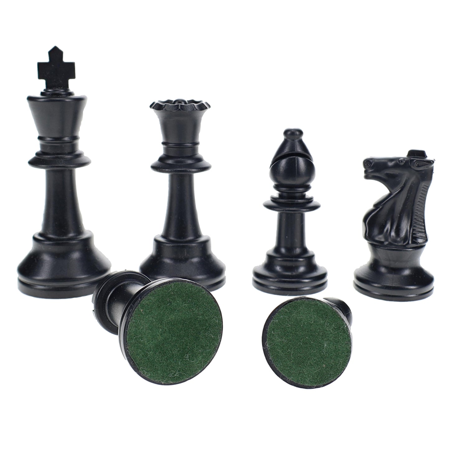 WE Games Color Bright Plastic Staunton Tournament Chess Pieces with 3.75 in. King - Half Chess Set of Chess Pieces Only, Black