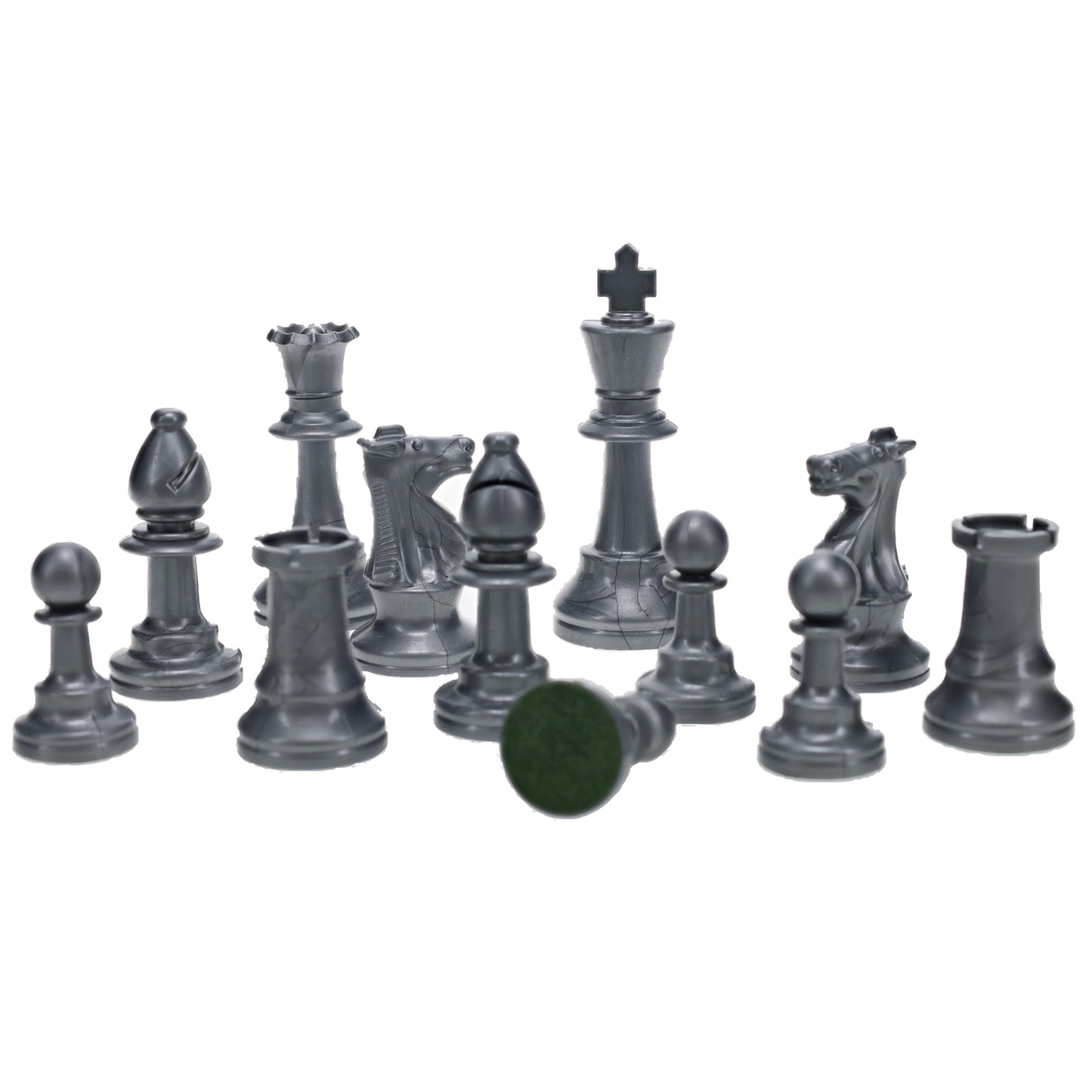 WE Games Color Bright Plastic Staunton Tournament Chess Pieces with 3.75 in. King - Half Chess Set of Chess Pieces Only, Silver