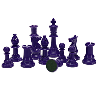 WE Games Color Bright Plastic Staunton Tournament Chess Pieces with 3.75 in. King - Half Chess Set of Chess Pieces Only, Purple